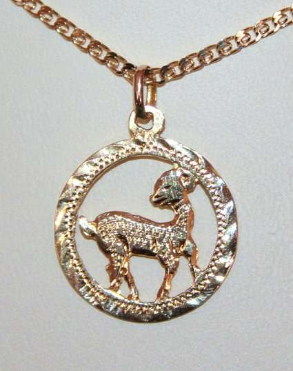 14ct gold ARIES zodiac Pendant