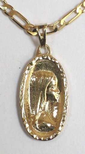 9k / 9ct gold Madonna Pendant: modern, oval. Ready for you. Last one!
