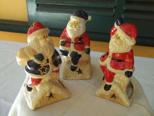 3 Vintage Father Xmas candle figures