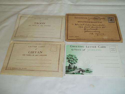 4 Vintage souvenir letter cards