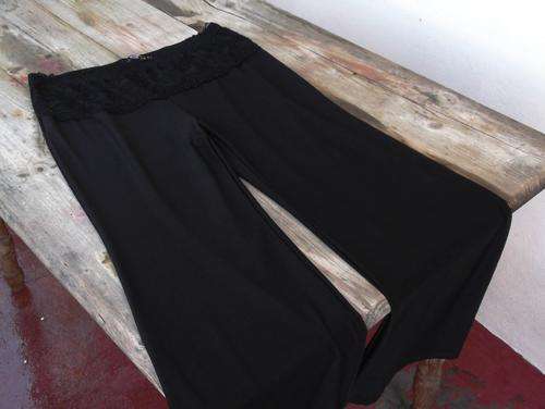Vintage black evening pants with lace-like detail on the middle section, size XXL, 100% polyester