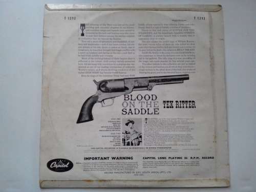 Tex Ritter - Blood on the Saddle ( Rare 1960 SA released LP  )