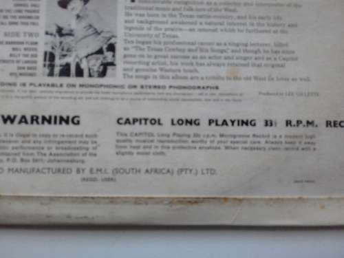 Tex Ritter - Blood on the Saddle ( Rare 1960 SA released LP  )