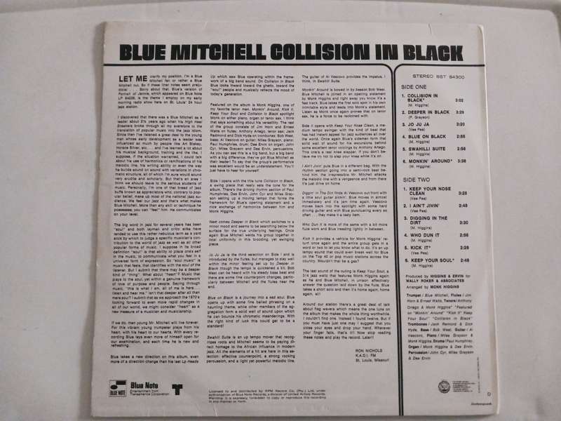 Blue Mitchell - Collision in Black ( Rare 1978 SA released Blue Note LP EX / EX )