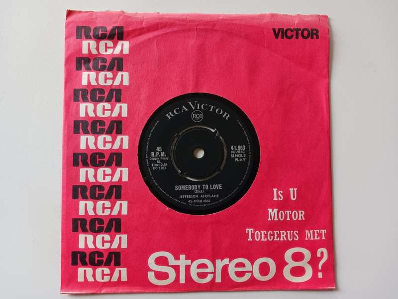 Jefferson Airplane - Somebody To Love ( rare 1967 SA released 7` single EX / EX )