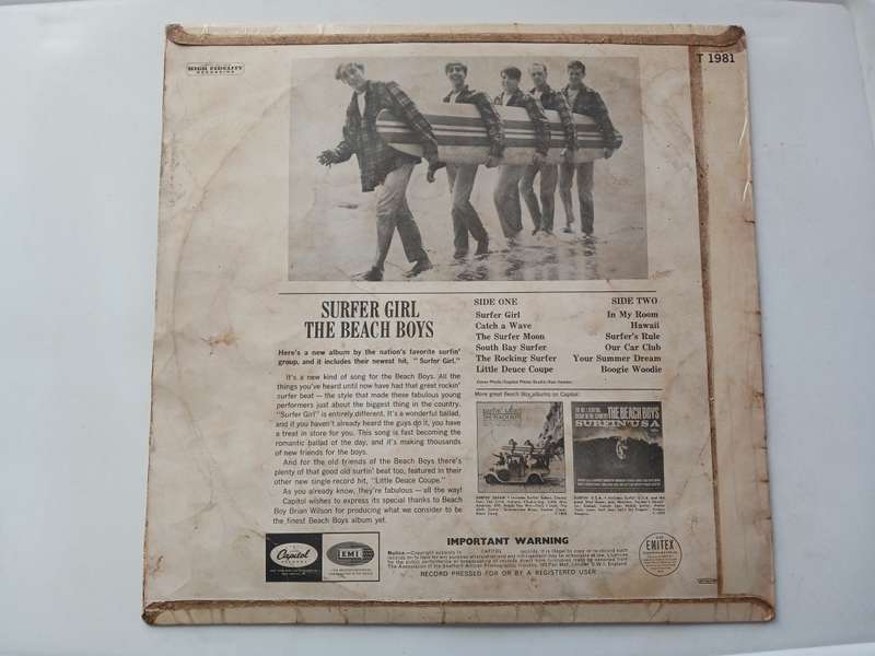 The Beach Boys  -  Surfer Girl  ( scarce 1963 SA released LP )