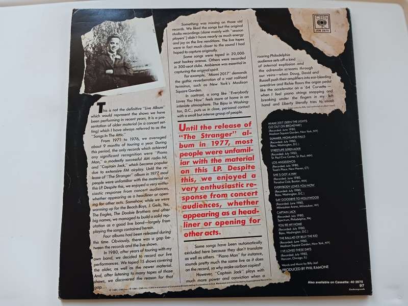Bill Joel - Songs in the Attic  ( 1981 SA released LP )