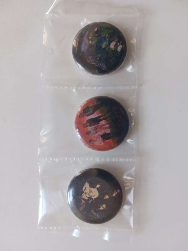 The Doors - 3 X pin back buttons,still sealed