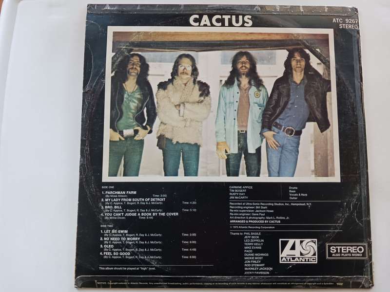 Cactus - (3) - Cactus  ( Rare 1970 SA released LP VG+ / VG+ )