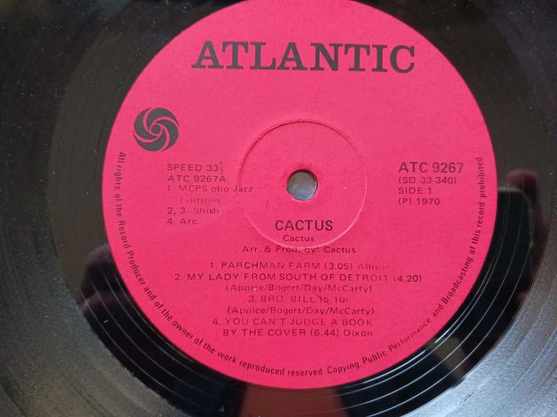 Cactus - (3) - Cactus  ( Rare 1970 SA released LP VG+ / VG+ )