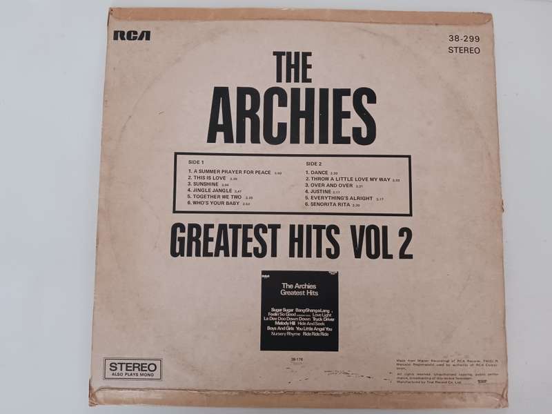 The Archies - Greatests Hits Vol 2  ( Rare 1971 SA released LP )