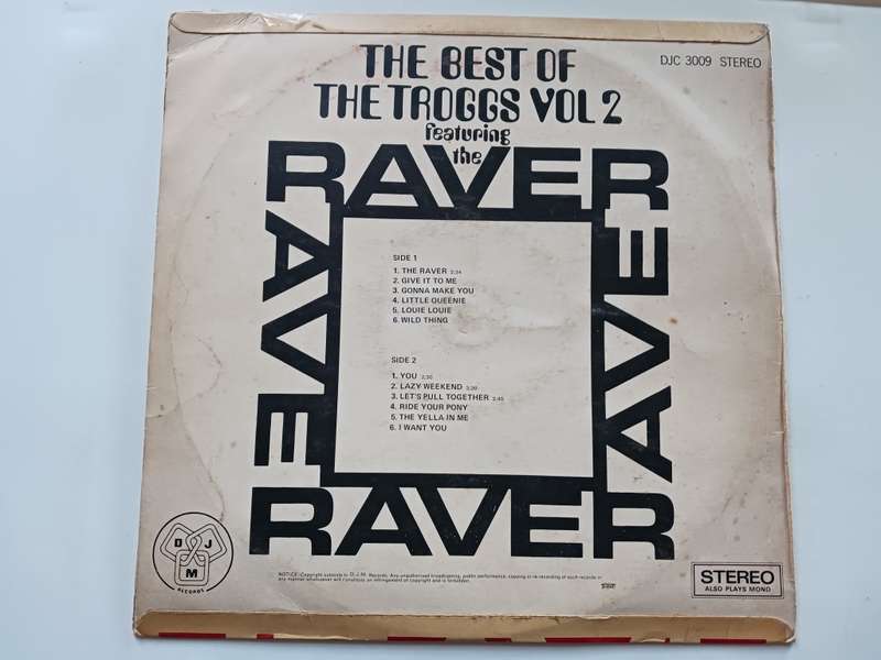 The Troggs - Best of the Troggs Vol 2 Featuring The Raver ( Rare 1971 SA released LP.)