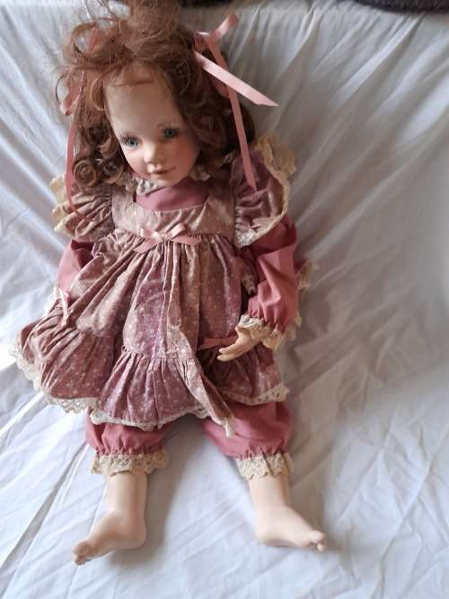 Large Vintage Porcelain Doll in Good Condition For age