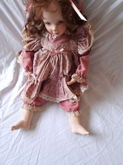 Large Vintage Porcelain Doll in Good Condition For age