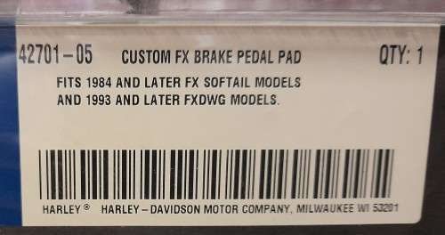 Genuine Harley-Davidson - Custom FX Brake Pedal Pad - Sealed