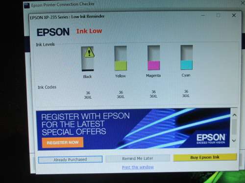 Epson 4 Colour Multifunction Printer with WiFi and Web Printing in Good Working Condition