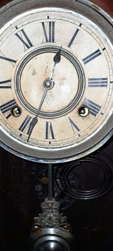 Antique Ansonia Manntle / Wall Clock Circa 1890`s in Working Condition with Key