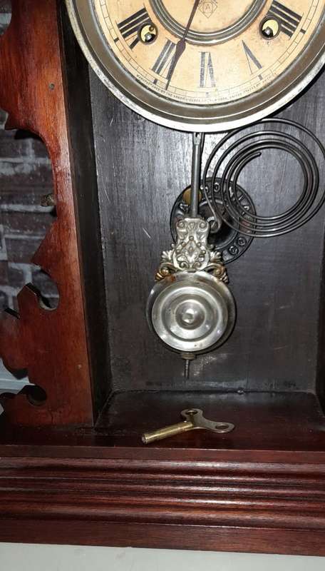 Antique Ansonia Manntle / Wall Clock Circa 1890`s in Working Condition with Key
