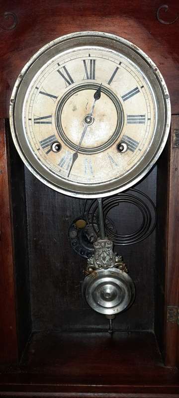 Antique Ansonia Manntle / Wall Clock Circa 1890`s in Working Condition with Key