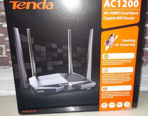 Boxed Tenda AC1200 Model: AC10U MU-MIMO Dual Band Gigabit WiFi - Gaming & 4K Streaming Router