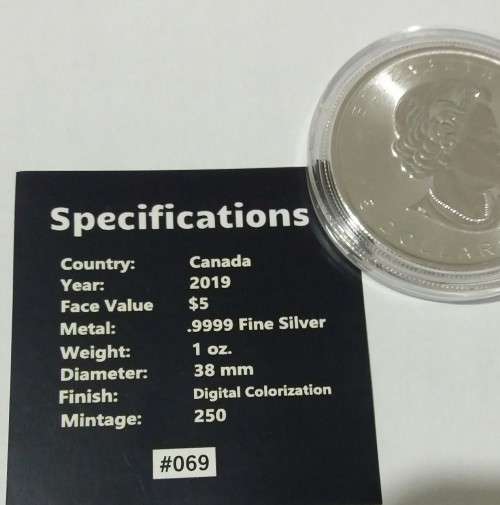2019 MILKY WAY 1OZ MAPLE LEAF SILVER COIN (MINTAGE OF 250 )