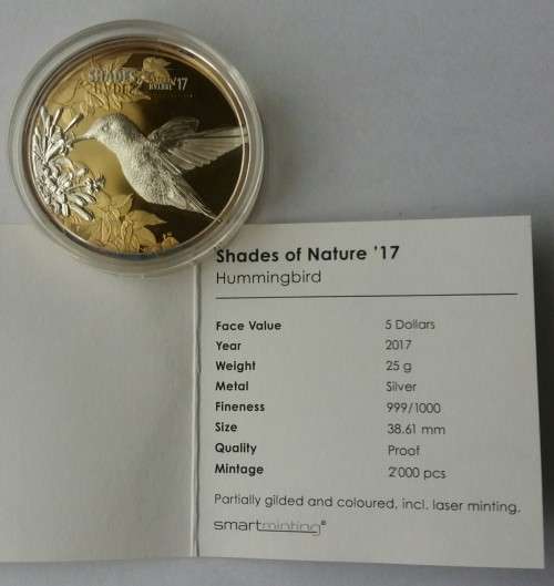 2017 PROOF SILVER  SHADES OF NATURE HUMMINGBIRD