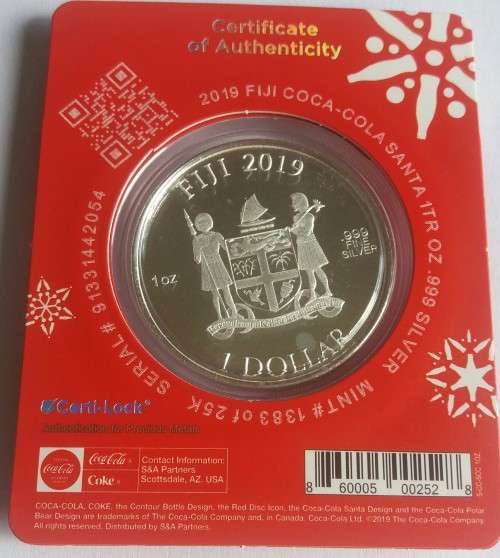 2019 COCA COLA 1OZ 999 SILVER COIN