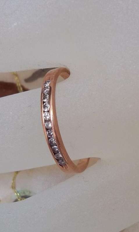 Genuine Gold and Diamonds! Eternity Ring - Rose Gold Setting!