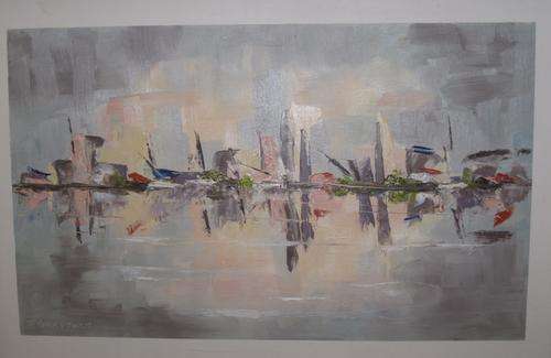 "J.GRANTHAM "ABSTRACT OIL PAINTING,