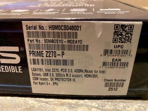 ASUS PRIME Z270-P MOTHERBOARD - Socket LGA1151 Intel Z270 Chipset