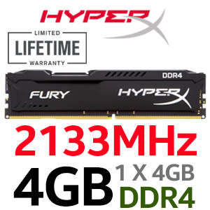 RAM - Kingston HyperX Fury 4GB DDR4 - 2133 CL14 Memory