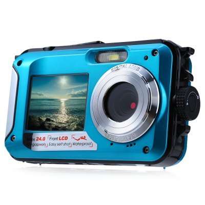 Double Screens Waterproof Digital Camera  -  BLUE