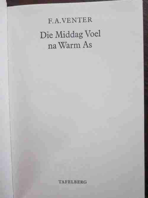 Die Middag Voel Na Warm As- FA Venter- geen stofomslag