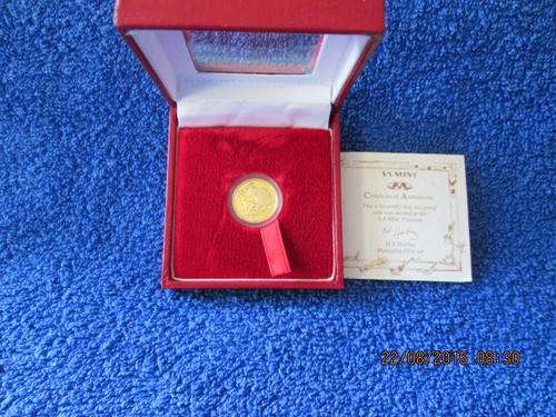 1997 CHRIS BARNARD 1st HEART TRANSPLANT 24 CARAT 1/10TH 0Z GOLD IN ORIGINAL BOX WITH COA
