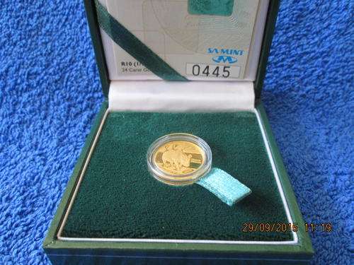 2010 NATURA RHINO 24 CARAT 1/10TH 0Z GOLD IN ORIGINAL BOX WITH COA 445