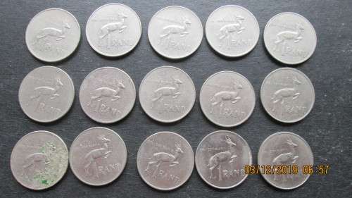 15 X R1 COINS VARIOUS DATES AS PER IMAGES SEE DESCRIPTION (ONE BID FOR ALL)