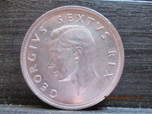 Brilliant!!!Scarcer 1950 SA Union 5 Shillings/Crown 80% silver in capsule (Gradeable)