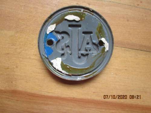 Great find...Vintage AJS Motorcycle tank Badge.. Great condition