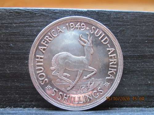 SUPERB1949 SA Union 5 ShillingsCrown 80 silver PROOF