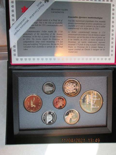 BEAUTIFULLY CASED.COLLECTIBLE...1991 CANADIAN SILVER 175th ANNIVERSARY LAUNCHING OF STEAMER FONTENAC