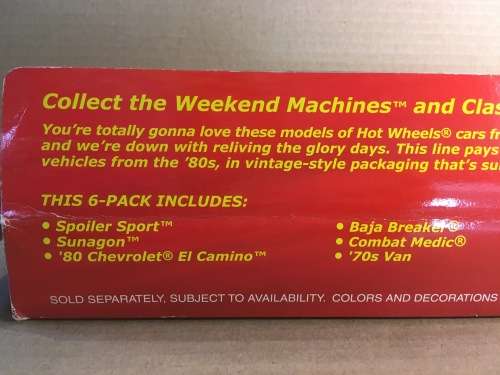 Hot Wheels Hot Ones metal/metal - Weekend Machines - 6 Car Toy set