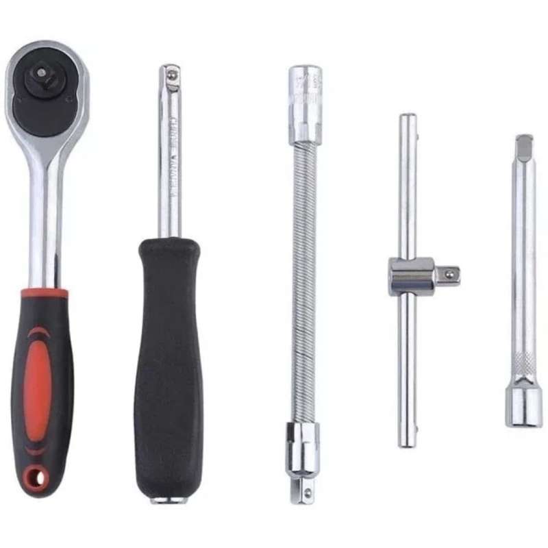 46 Pcs Drive Socket Ratchet Wrench Set with Bit Socket Set Metric and Extension Bar