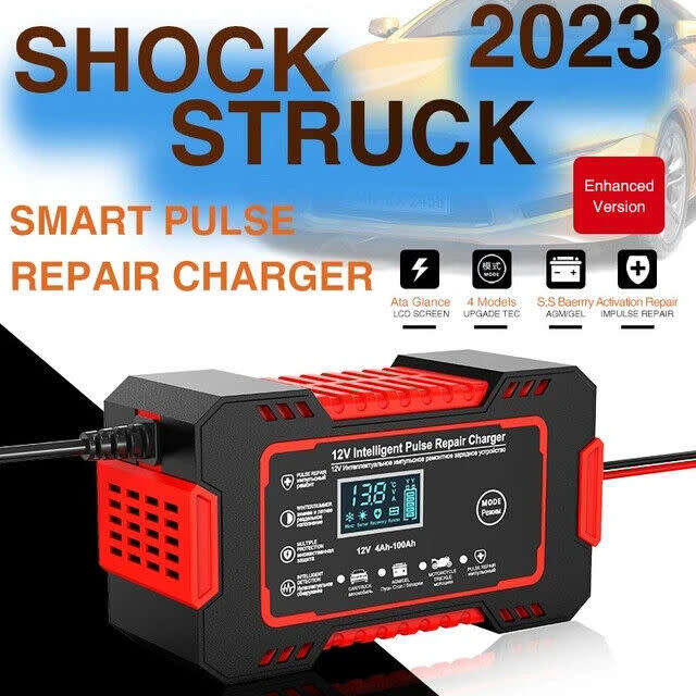 Car Battery Charger 12V 6A Fast Charger Automatic Smart Pulse Repair AGM/GEL