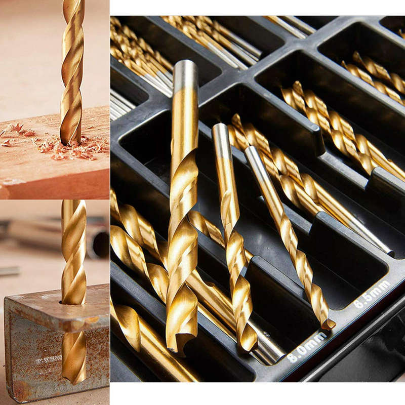 99 Piece Hss Titanium Coated High Speed Steel Drill Bit Set Power Tool Accessories Comes With Box