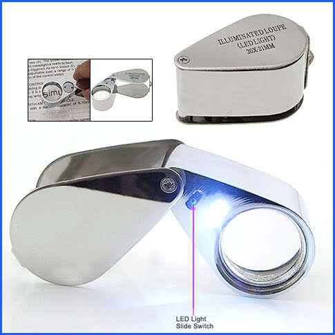 (BULKLOAD X 10) 40 X 25 ILLUMINATED JEWELLERS LOUPE MAGNIFIER EYE GLASS