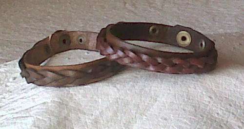 2 Genuine Leather Plaited Bracelets