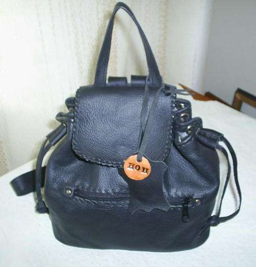 Handcrafted Genuine Leather Drawstring Back Pack with Bling