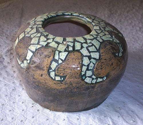 Pottery Ostrich Egg Shells Mosaic Cacti Pot