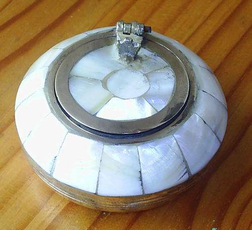 Brass and Mother of Pearl Traveling Ashtray