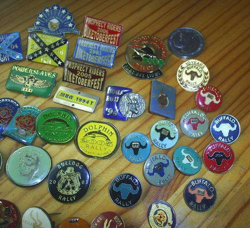 A Lot of 50+ Motor Bike Rally Badges